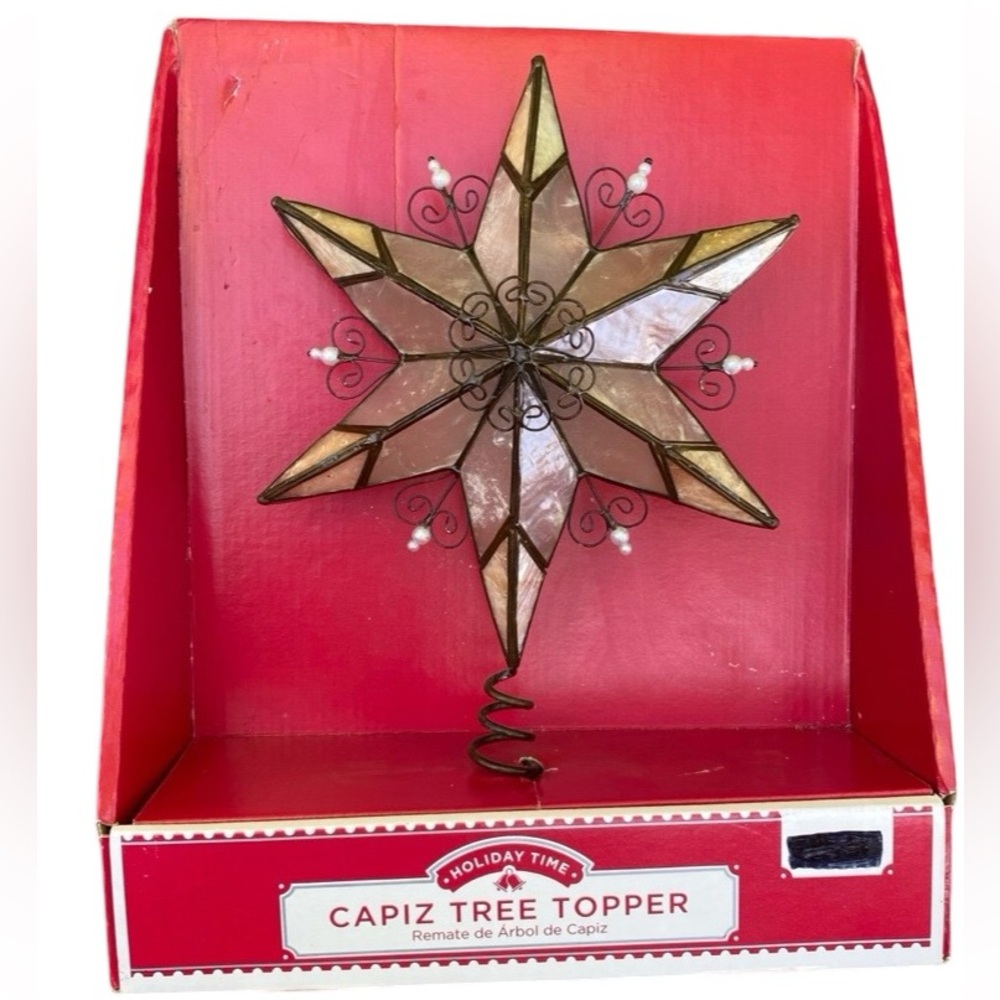 CAPIZ SHELL STAR CHRISTMAS TREE TOPPER NIB